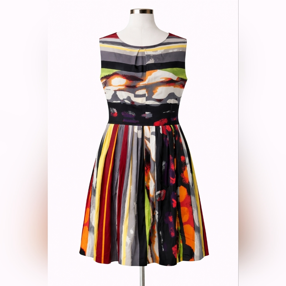 Ellen Tracy Multicolor Striped & Abstract Print Mini Dress